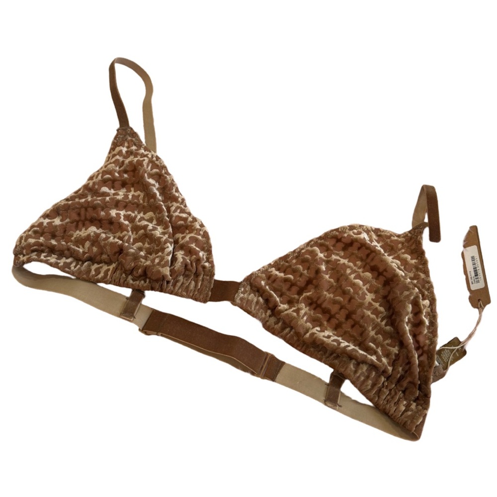 NWT SKIMS LOGO VELVET TRIANGLE BRA‎